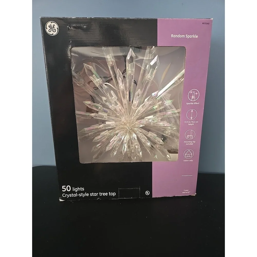 GE Decorator's Best 50‎ Light Starburst Crystal Star Tree Top 13.5